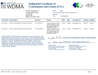 PR CERTIFICATE FL14939 R13 C CAC PREMIUM POCKET REPLACEMENT, DOUBLE HUNG (8118)