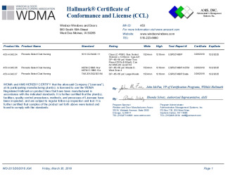 PR CERTIFICATE FL15134 R4 C CAC WINDSOR453CCL - CRANK-OUT HVHZ
