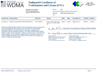 PR CERTIFICATE FL15908 R6 C CAC CCL 100CFP30-6060-30 IG