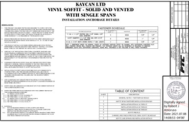 PR Instl Docs FL16503 R6 II KAY0017 Rev0 VinylSoffit SingleSpan ss