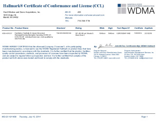 PR CERTIFICATE FL17154 R2 C CAC WDMA-CCL 436-H-615.57