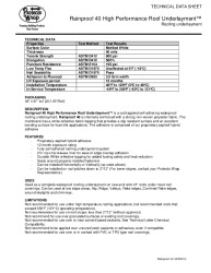 PR INSTL DOCS FL17155 R4 II TECHNICAL DATA SHEET RAINPROOF 40 HIGH PERFORMANCE-REVISED 11-19-09