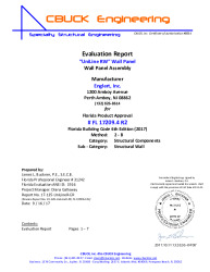 PR Instl Docs FL17209 R2 II 04 UniLine RWPanel Wall Panel EVALREPORT