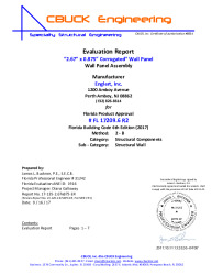 PR Instl Docs FL17209 R2 II 06 2.67x875Corrug Wall Panel EVALREPORT