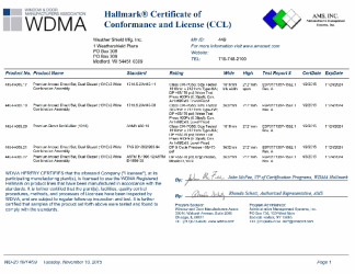 PR CERTIFICATE FL17694 R5 C CAC 1310 PREMIUM IMPACT DIRECT SET MULLION