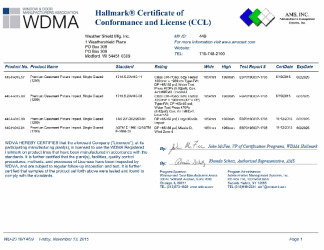 PR CERTIFICATE FL17694 R3 C CAC 1209 PREMIUM CASEMENT PICTURE