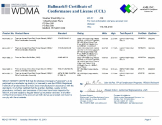 PR CERTIFICATE FL17694 R3 C CAC 1309 PREMIUM IMPACT DIRECT SET MULLION