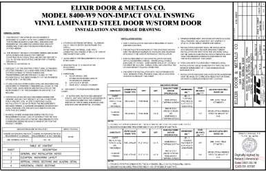 PR INSTL DOCS FL17996 R2 II ELIX0057 REV-B IS MODEL 8400-W9 OVAL WITH STORM DOOR SS