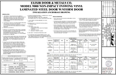 PR INSTL DOCS FL17996 R2 II ELIX0058 REV-B IS BLANK 9000 DOOR W. STORM DOOR SS