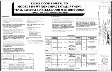 PR INSTL DOCS FL17996 R1 II ELIX0057 REV-A IS MODEL 8400-W9 OVAL WITH STORM DOOR SS