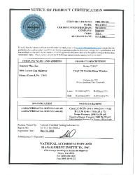 PR CERTIFICATE FL20129 R4 C CAC NI011583-R1 7313 DOUBLE HUNG