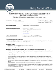 PR TECH DOCS FL20392 R1 AE SPECIALTY COATING LISTING REPORT BARRICADE UDL 1627 (A) REV20210202 (1)