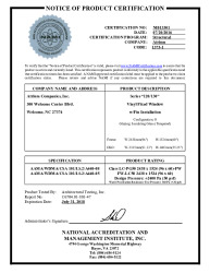 PR CERTIFICATE FL20471 R4 C CAC NI013301 120 130 PW AAMA 101 C6704.01-801-47
