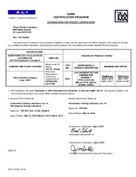 PR CERTIFICATE FL21420 R3 C CAC AAMA 1150 COFX AW PG70 C IMPACT