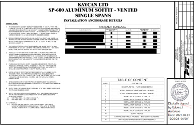 PR INSTL DOCS FL24564 R4 II KAY0016 REV0 ALUMSOFFIT SINGLESPAN SS