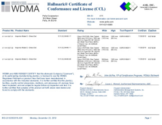 PR CERTIFICATE FL26584 R0 C CAC PELLA411CCL 143.5 X 50.5
