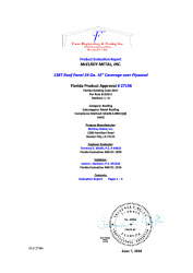 PR TECH DOCS FL27196 R0 AE 138T ROOF PANEL OVER PLYWOOD HVHZ SECURED