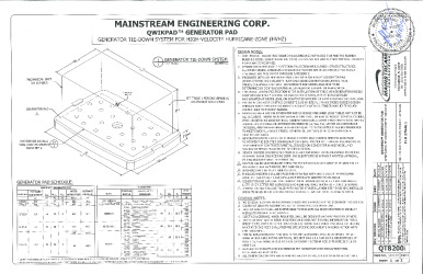 PR INSTL DOCS FL27646 R1 II 5010794 QWIKPAD™ FOR GENERATORS - GENERATOR TIE-DOWN SYSTEM FOR HIGH-VELOCITY HURRICANE ZONE (HVHZ) R1