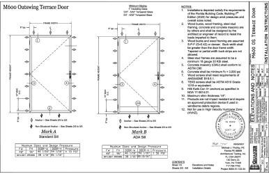 PR Instl Docs FL28083 R2 II 01 M600 Outswing TD Installation MJT Sealed 050921