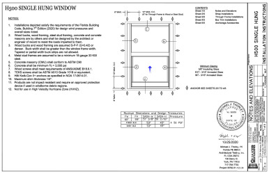 PR Instl Docs FL28085 R2 II H500 Single Hung Drawings 25OCT20 PE Sealed