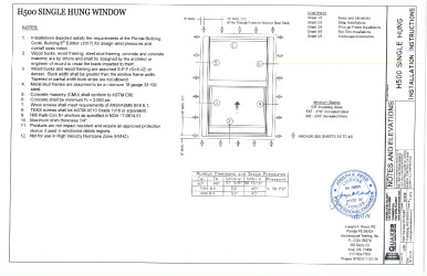 PR Instl Docs FL28085 R1 II H500 Single Hung Installation Drawings 21DEC18 SEALED