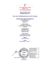 PR Instl Docs FL28500 R1 II FL28500.4 29 Ga. Tuff Rib over plywood Eval Report sealed
