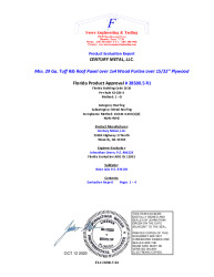 PR Instl Docs FL28500 R1 II FL28500.5 29 Ga. Tuff Rib Panel over 1x4 purlins NON HVHZ sealed