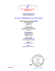 PR TECH DOCS FL28500 R0 AE 29 GA. TUFF RIB OVER .5 PLYWOOD NON HVHZ SECURED