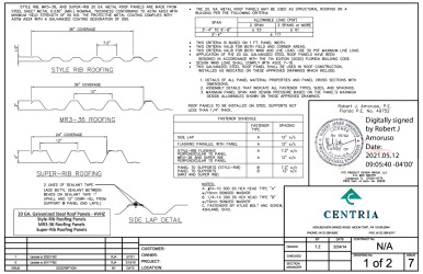 PR Instl Docs FL29115 R1 II 20GA Galvanized Steel Roof Panels Installation Instructions - Style-Rib MR3-36 Super-Rib ss