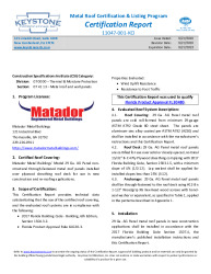PR Instl Docs FL30480 R0 II 11047-001-Matador-AG-Panel-CertRepRev