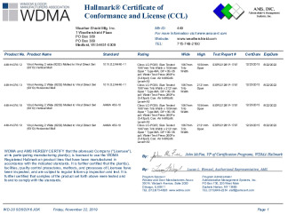 PR CERTIFICATE FL30869 R0 C CAC 449-H-076.12, .13, .18, .19 VINYL AWNING WITH DS STACK