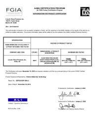 PR CERTIFICATE FL31300 R3 C CAC 12-0 X 9-0 CLAD WIDE STILE SLIDE DOOR - HIGH PROFILE SILL