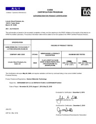 PR CERTIFICATE FL31300 R1 C CAC 8-0 X 8-0 CLAD LIFESTYLE SLIDE DOOR - HIGH PROFILE SILL