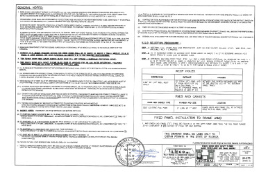 PR INSTL DOCS FL31582 R2 II GENERAL IMPACT GLASS WINDOW DRWG 20-275