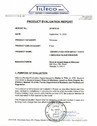 PR TECH DOCS FL33996 R0 AE GENERAL IMPACT GLASS WINDOW PER 20-272