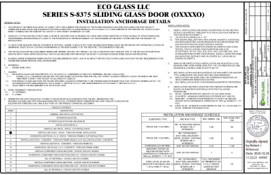 PR Instl Docs FL35086 R2 II ECOGLASS0011 Rev0 EcoGlass Series8375SGD OXXXXO ss
