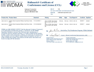 PR CERTIFICATE FL35392 R0 C CAC E-SERIES FRENCH CASEMENT 60 X 60 PG30
