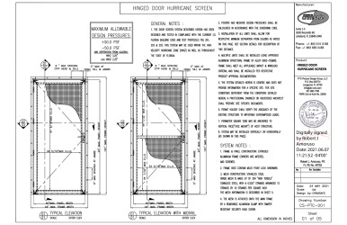 PR INSTL DOCS FL38780 R0 II CS-PTC-001 REV0 HURRICANESCREENDOOR SS