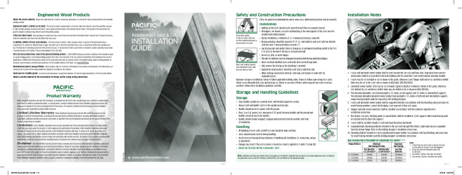 PR INSTL DOCS FL39762 R0 II PACIFIC WOODTECH INSTALLATION GUIDE