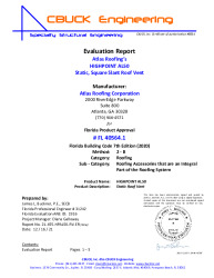 PR Instl Docs FL40564 R0 II 1 HPAL50 RoofVent EVALREPORT 