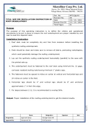 PR Instl Docs FL40694 R1 II MFC QA 40 SOP FOR INSTALLATION INSTRUCTION UNDERLAYEMENT