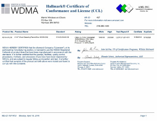 PR CERTIFICATE FL4809 R20 C CAC CCL FOR MARVIN 407-H-745.08