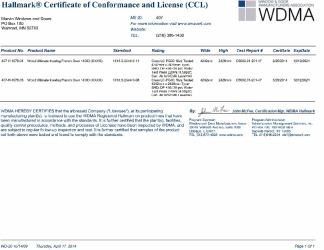 PR CERTIFICATE FL4809 R20 C CAC CCL FOR MARVIN 407-H-1078.04, .05