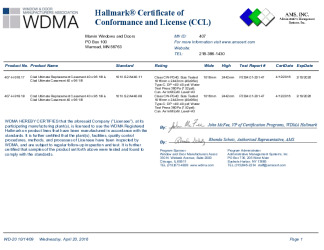 PR CERTIFICATE FL10321 R6 C CAC CCL FOR MARVIN 407-H-918.17, .18