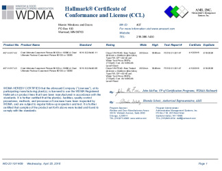 PR CERTIFICATE FL10325 R8 C CAC CCL FOR MARVIN 407-H-917.42, .43