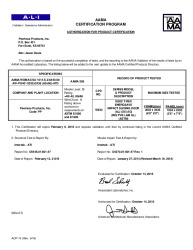 PR CERTIFICATE FL12015 R4 C CAC GSD2 T-REX IMPACT 60 PSF -16