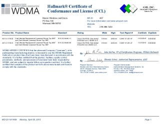 PR CERTIFICATE FL13145 R12 C CAC CCL FOR MARVIN 407-H-1116.00, .01