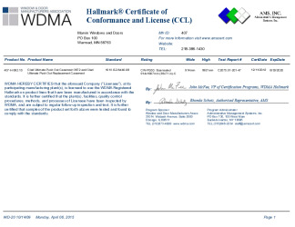 PR CERTIFICATE FL13145 R12 C CAC CCL FOR MARVIN 407-H-992.10