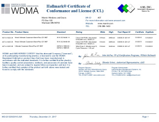PR CERTIFICATE FL13145 R12 C CAC CCL FOR MARVIN 407-H-1025.34, .35, .36