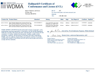 PR CERTIFICATE FL13145 R12 C CAC CCL FOR MARVIN 407-H-1116.10, .11